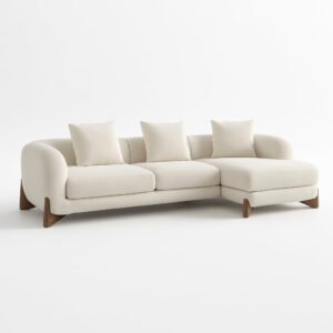KUSTOMDECO Astoria Fleece Fabric Sofa | L-Shape Sofa Set | Sectional Sofa for Living Room Furniture | Premium Soft Upholstery | Corner Couch | Cozy Modern Design (Off White, LEFT SIDE: 450CM)