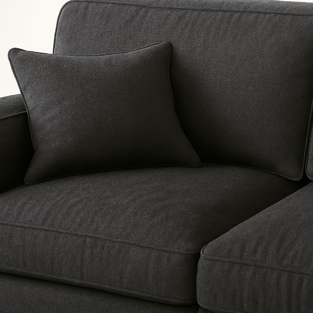 KUSTOMDECO Plain Corner Sofa L Shape | Linen Sectional Sofa for Living Room, Modern Upholstered Couch | Space-Saving Design | Left or Right Facing (Dark Beige) - Image 25