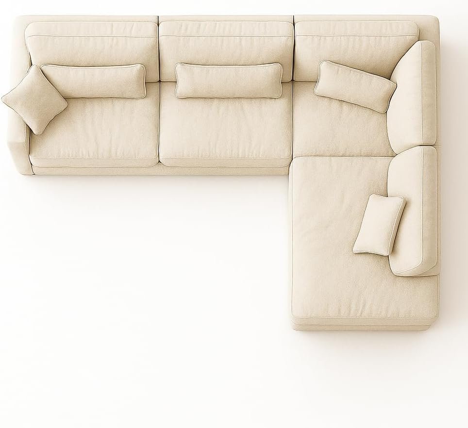 KUSTOMDECO Plain Corner Sofa L Shape | Linen Sectional Sofa for Living Room, Modern Upholstered Couch | Space-Saving Design | Left or Right Facing (Dark Beige) - Image 29