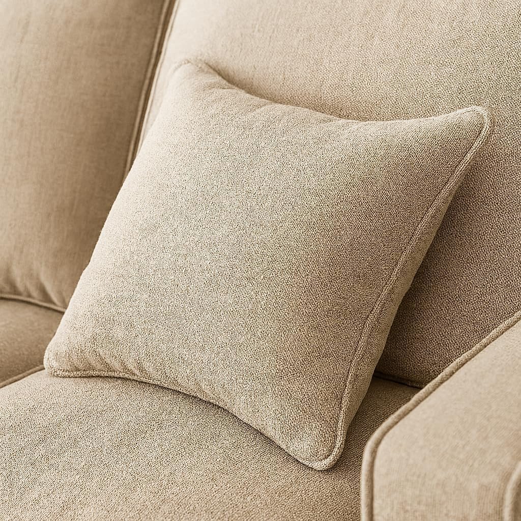 KUSTOMDECO Plain Corner Sofa L Shape | Linen Sectional Sofa for Living Room, Modern Upholstered Couch | Space-Saving Design | Left or Right Facing (Dark Beige) - Image 41