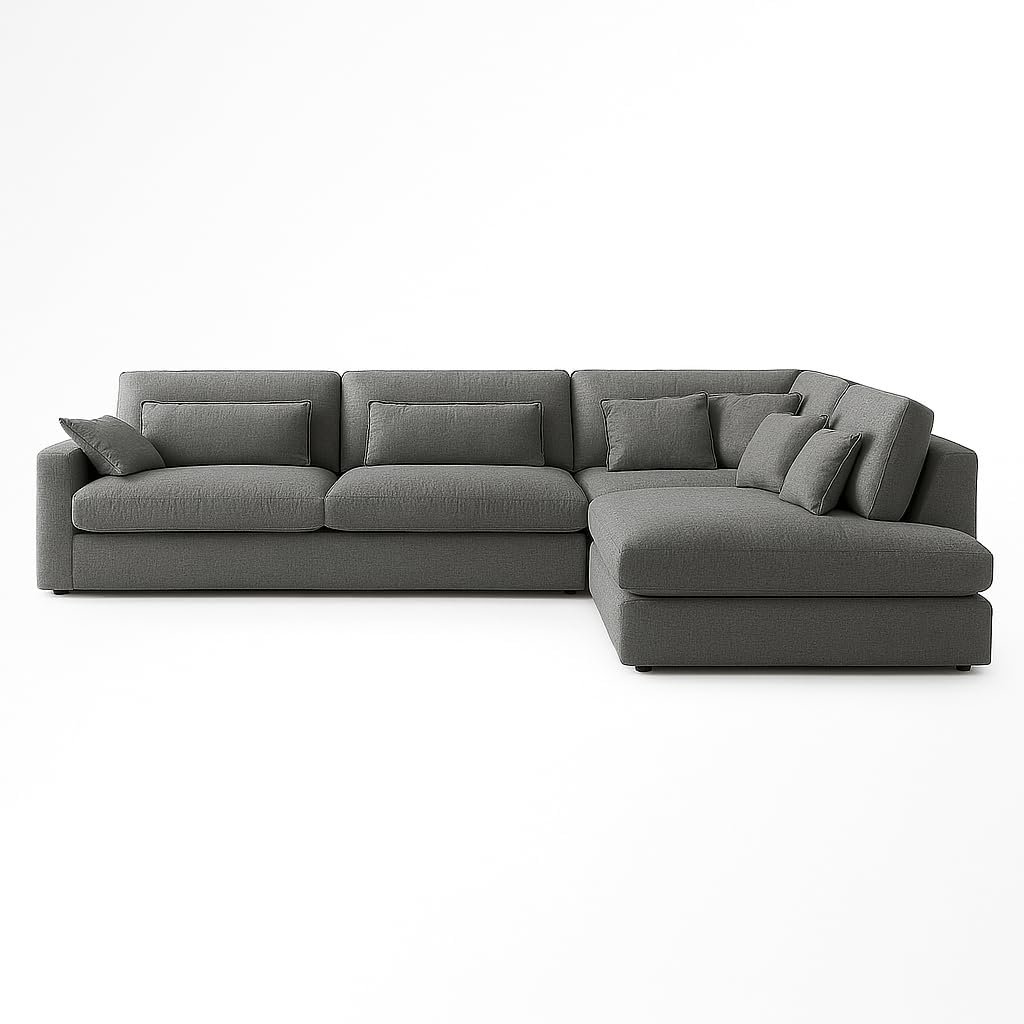 KUSTOMDECO Plain Corner Sofa L Shape | Linen Sectional Sofa for Living Room, Modern Upholstered Couch | Space-Saving Design | Left or Right Facing (Dark Beige) - Image 44