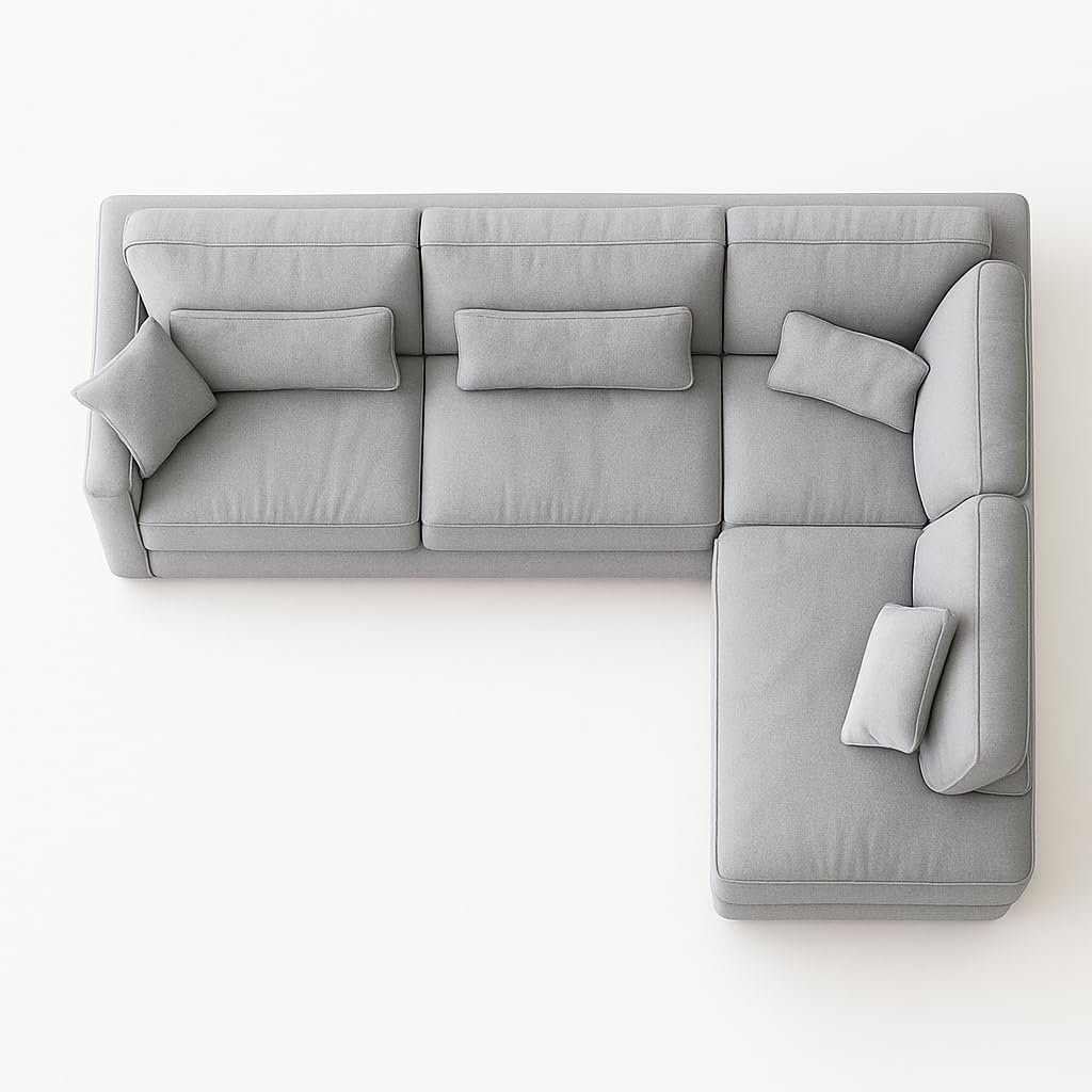 KUSTOMDECO Plain Corner Sofa L Shape | Linen Sectional Sofa for Living Room, Modern Upholstered Couch | Space-Saving Design | Left or Right Facing (Dark Beige) - Image 55