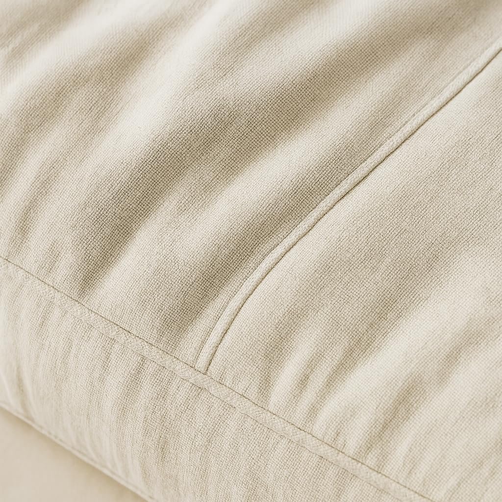 KUSTOMDECO Plain Corner Sofa L Shape | Linen Sectional Sofa for Living Room, Modern Upholstered Couch | Space-Saving Design | Left or Right Facing (Dark Beige) - Image 68