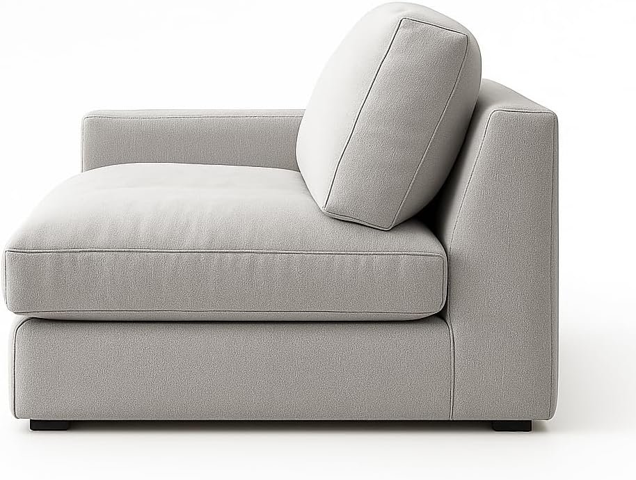 KUSTOMDECO Plain Corner Sofa L Shape | Linen Sectional Sofa for Living Room, Modern Upholstered Couch | Space-Saving Design | Left or Right Facing (Light Grey) - Image 6