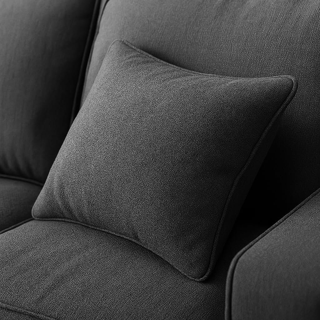 KUSTOMDECO Plain Corner Sofa L Shape | Linen Sectional Sofa for Living Room, Modern Upholstered Couch | Space-Saving Design | Left or Right Facing (Light Grey) - Image 27