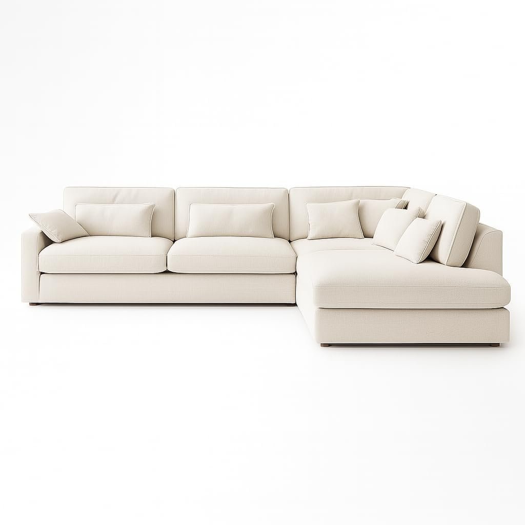 KUSTOMDECO Plain Corner Sofa L Shape | Linen Sectional Sofa for Living Room, Modern Upholstered Couch | Space-Saving Design | Left or Right Facing (Light Grey) - Image 62