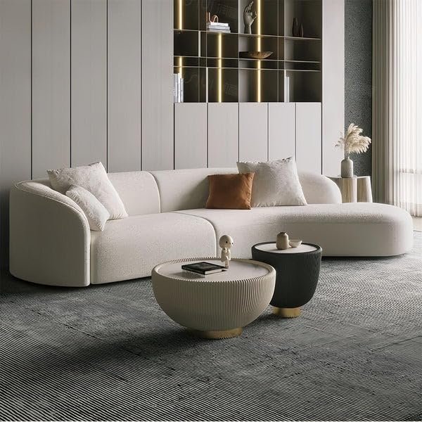 "High-End Boucle Fabric Overstuffed Multifunction Sofa – Elegant, Spacious, and Versatile Seating Solution for Living Rooms, Offices, and Contemporary Workspaces" (BEIGE, W280xH70xW80cm)