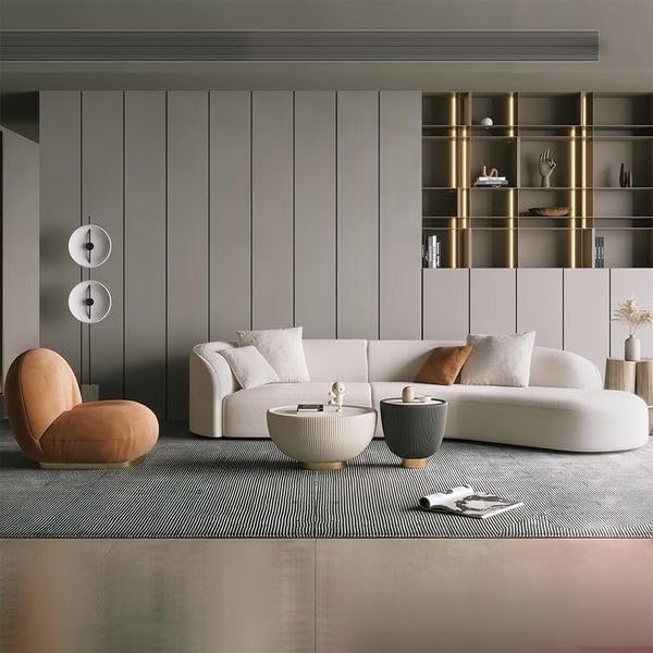 "High-End Boucle Fabric Overstuffed Multifunction Sofa – Elegant, Spacious, and Versatile Seating Solution for Living Rooms, Offices, and Contemporary Workspaces" (BEIGE, W280xH70xW80cm) - Image 5