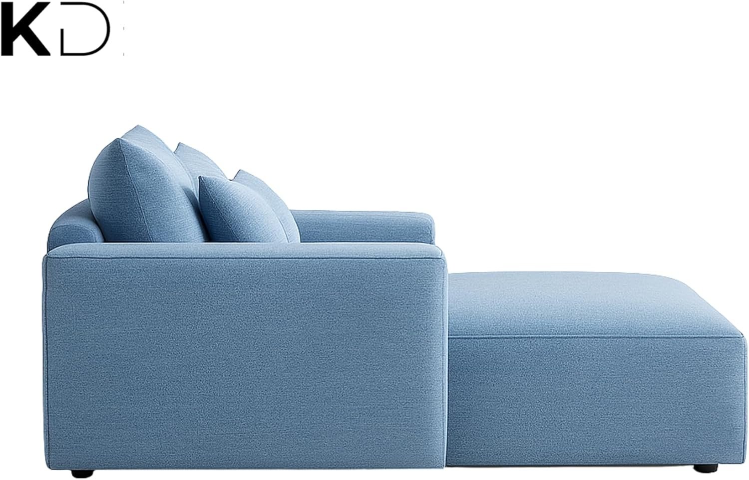 KUSTOMDECO 3 Seater L-Shaped Sectional Sofa with Cushions | Comfortable Living Room Furniture | Balcony furniture Sofa with Pillows | Modern Design (Powder Blue) - Image 3