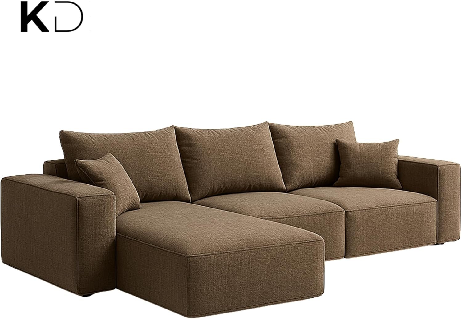 KUSTOMDECO 3 Seater L-Shaped Sectional Sofa with Cushions | Comfortable Living Room Furniture | Balcony furniture Sofa with Pillows | Modern Design (Powder Blue) - Image 11
