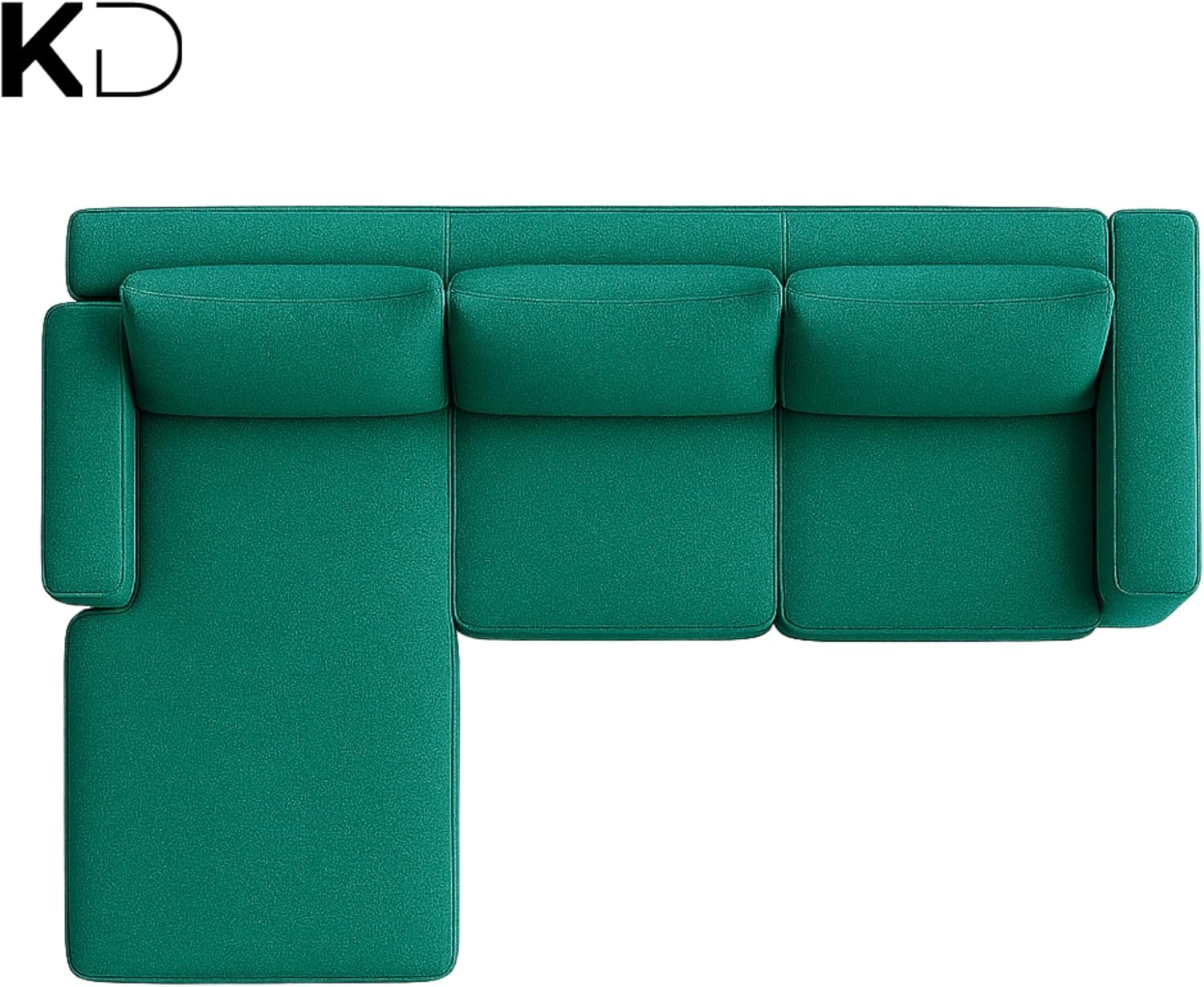 KUSTOMDECO 3 Seater L-Shaped Sectional Sofa with Cushions | Comfortable Living Room Furniture | Balcony furniture Sofa with Pillows | Modern Design (Powder Blue) - Image 18