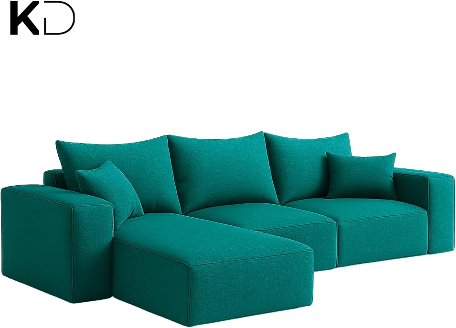 KUSTOMDECO 3 Seater L-Shaped Sectional Sofa with Cushions | Comfortable Living Room Furniture | Balcony furniture Sofa with Pillows | Modern Design (Powder Blue) - Image 19