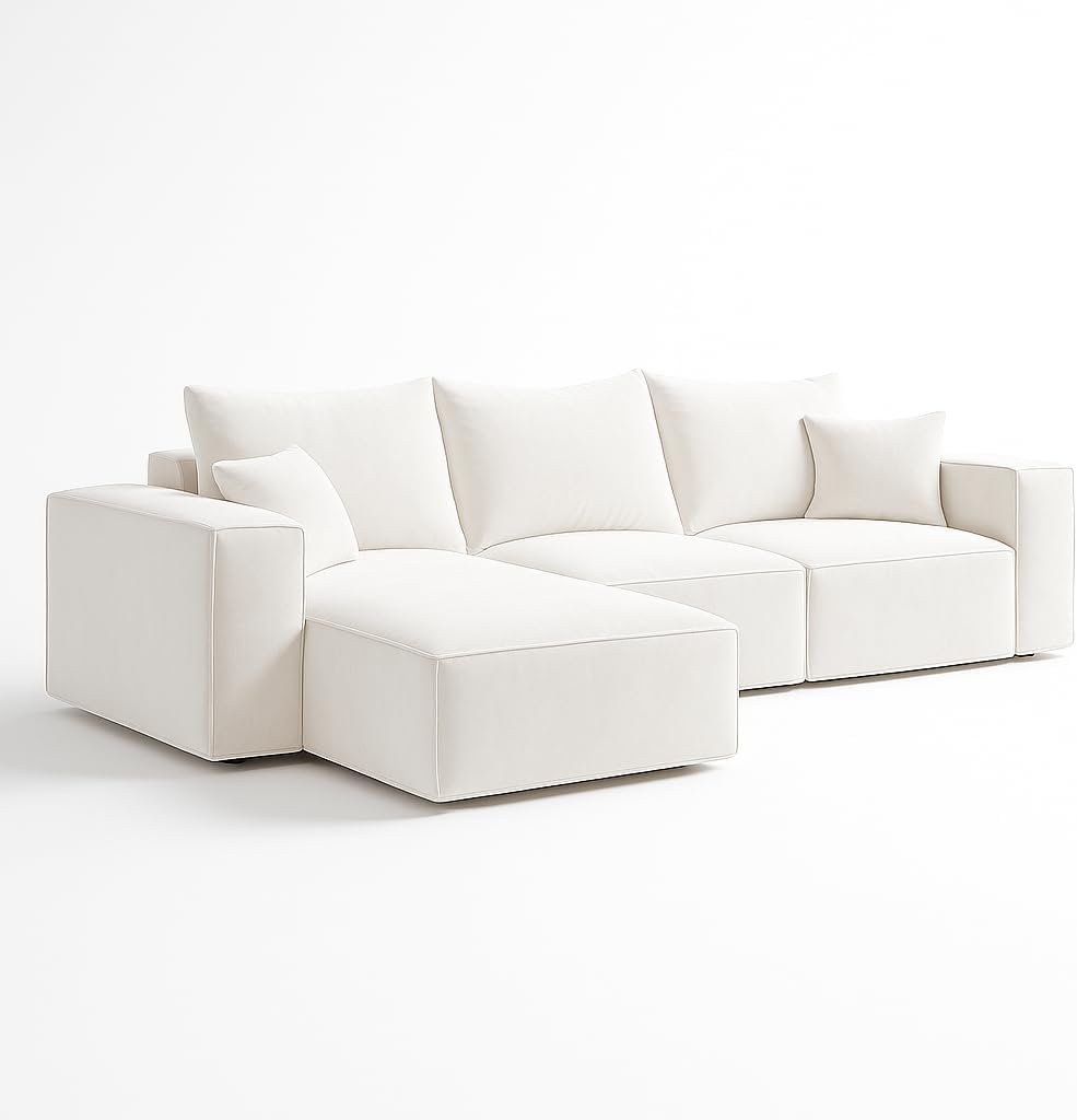 KUSTOMDECO 3 Seater L-Shaped Sectional Sofa with Cushions | Comfortable Living Room Furniture | Balcony furniture Sofa with Pillows | Modern Design (Powder Blue) - Image 21