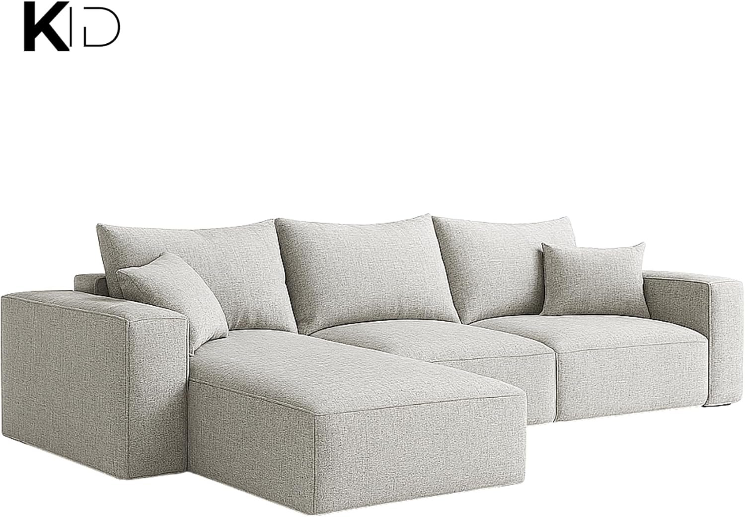 KUSTOMDECO 3 Seater L-Shaped Sectional Sofa with Cushions | Comfortable Living Room Furniture | Balcony furniture Sofa with Pillows | Modern Design (Powder Blue) - Image 28