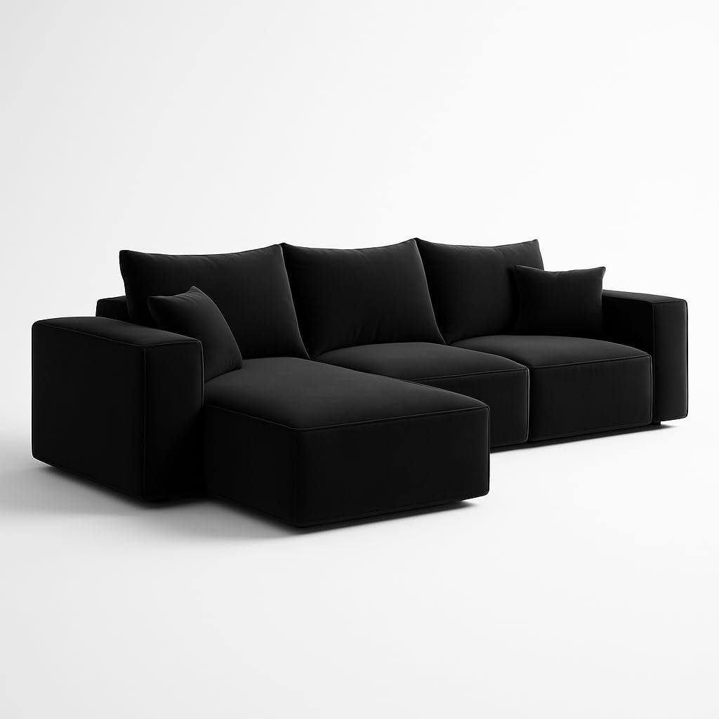 KUSTOMDECO 3 Seater L-Shaped Sectional Sofa with Cushions | Comfortable Living Room Furniture | Balcony furniture Sofa with Pillows | Modern Design (Powder Blue) - Image 31