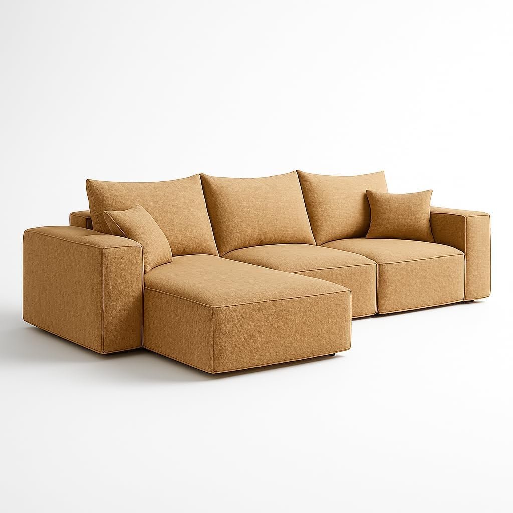 KUSTOMDECO 3 Seater L-Shaped Sectional Sofa with Cushions | Comfortable Living Room Furniture | Balcony furniture Sofa with Pillows | Modern Design (Powder Blue) - Image 36