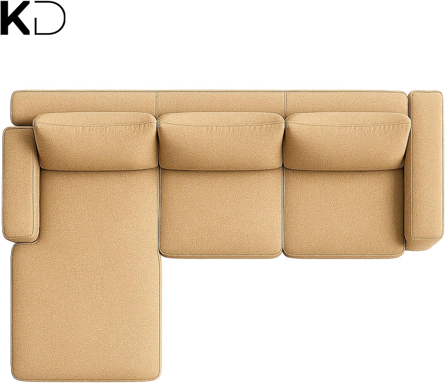 KUSTOMDECO 3 Seater L-Shaped Sectional Sofa with Cushions | Comfortable Living Room Furniture | Balcony furniture Sofa with Pillows | Modern Design (Taupe Gray) - Image 40