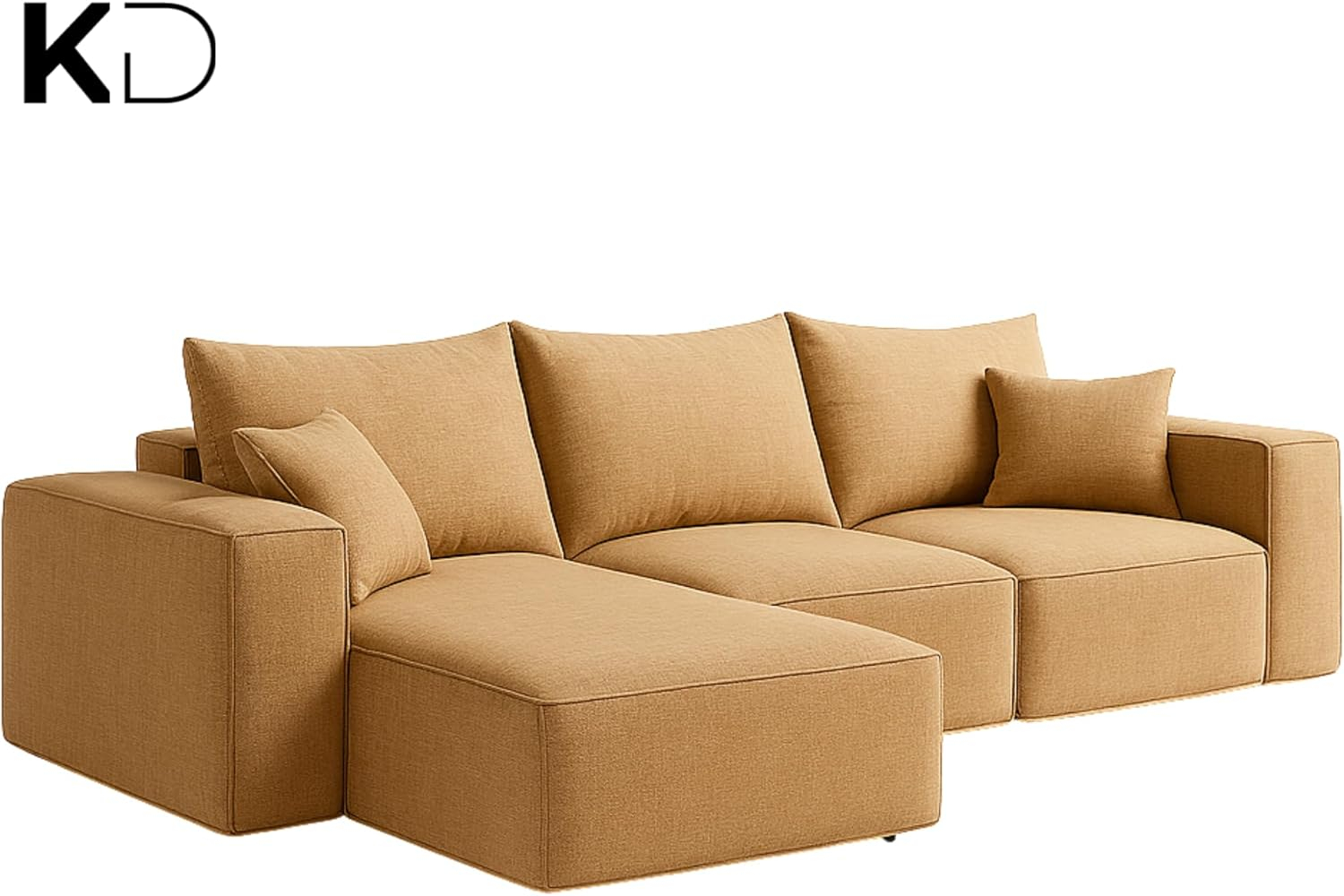 KUSTOMDECO 3 Seater L-Shaped Sectional Sofa with Cushions | Comfortable Living Room Furniture | Balcony furniture Sofa with Pillows | Modern Design (Taupe Gray) - Image 43