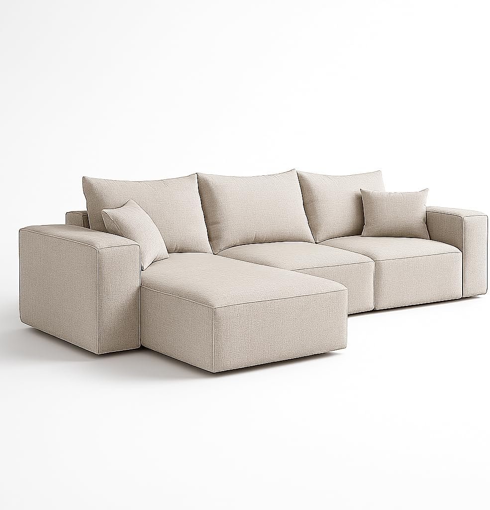 KUSTOMDECO 3 Seater L-Shaped Sectional Sofa with Cushions | Comfortable Living Room Furniture | Balcony furniture Sofa with Pillows | Modern Design (Taupe Gray) - Image 47