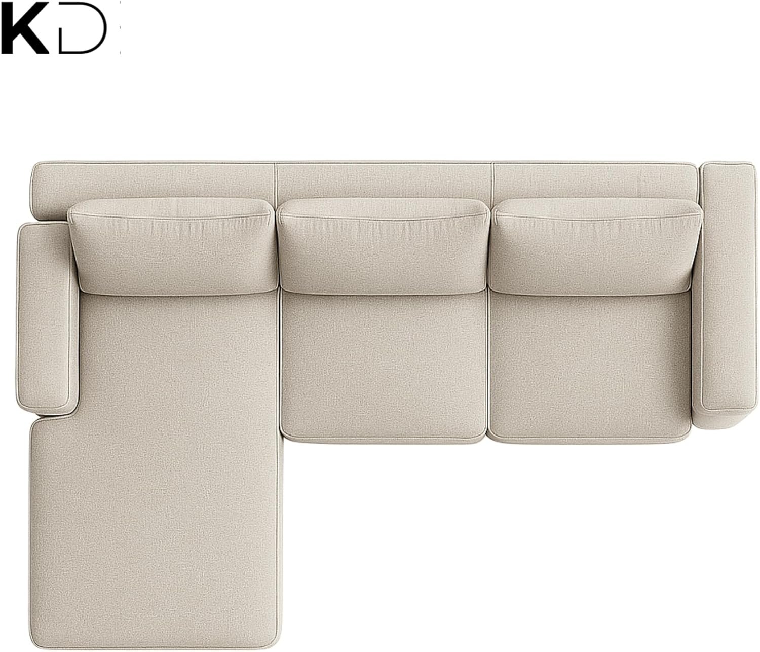 KUSTOMDECO 3 Seater L-Shaped Sectional Sofa with Cushions | Comfortable Living Room Furniture | Balcony furniture Sofa with Pillows | Modern Design (Taupe Gray) - Image 48