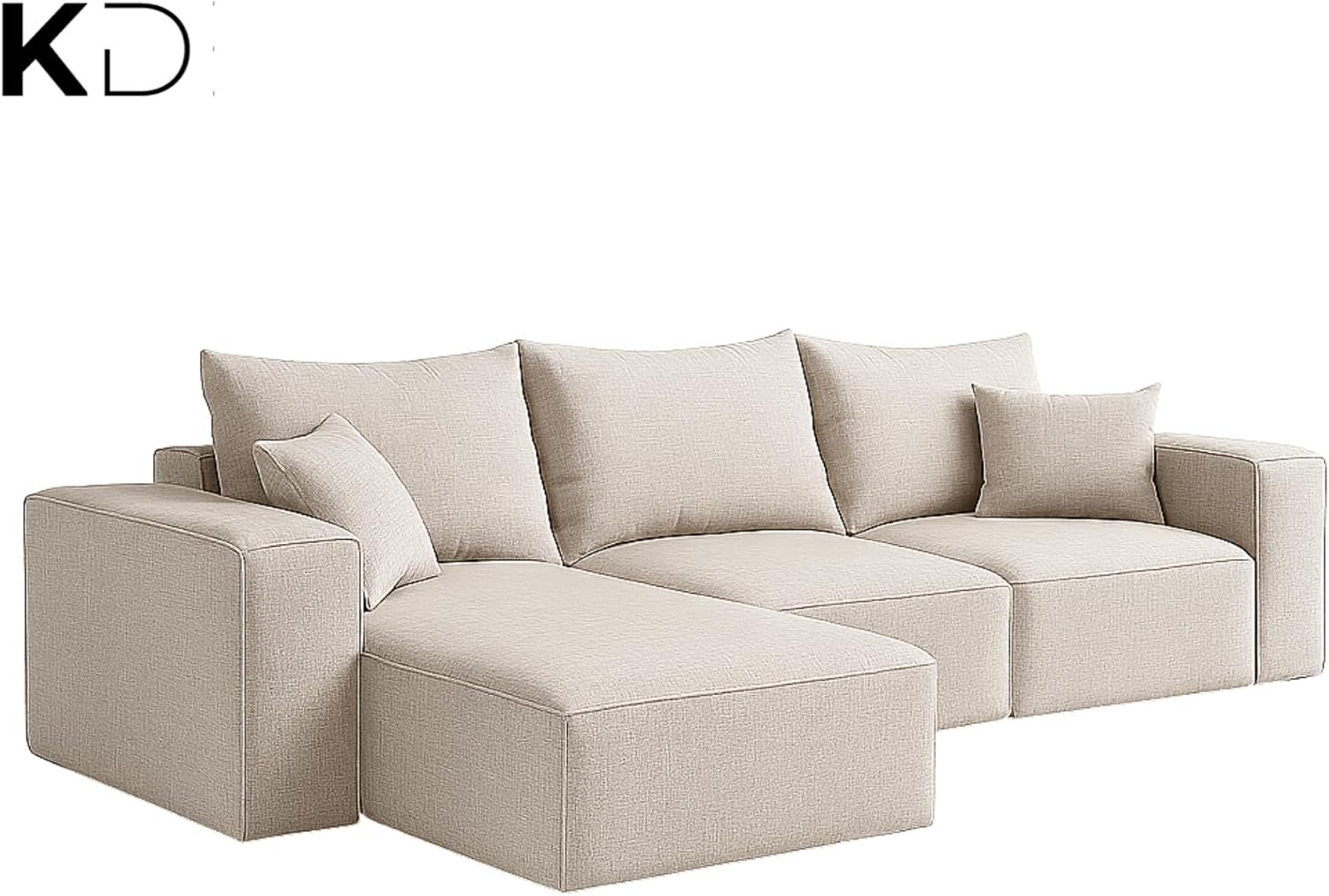 KUSTOMDECO 3 Seater L-Shaped Sectional Sofa with Cushions | Comfortable Living Room Furniture | Balcony furniture Sofa with Pillows | Modern Design (Taupe Gray) - Image 49