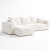 KUSTOMDECO 3 Seater L-Shaped Sectional Sofa with Cushions | Comfortable Living Room Furniture | Balcony furniture Sofa with Pillows | Modern Design (White)