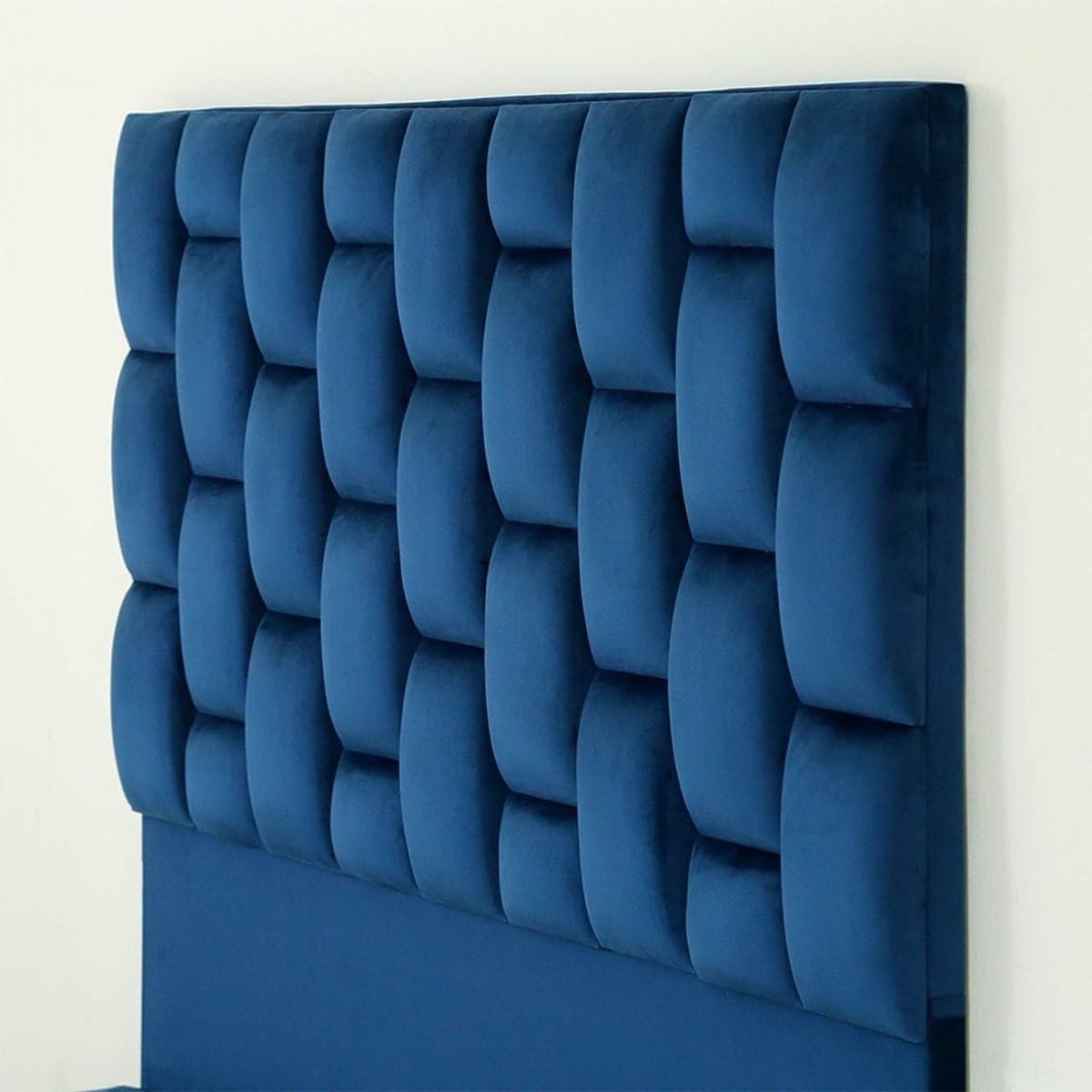 Karnak Estorn Upholstered Velvet Bed Frame Bedroom Furniture Strong And Sturdy Modern Design Wooden Bed | Quiet & Comfortable Bed (HC - Wide Single 120x200cm, Blue) - Image 3