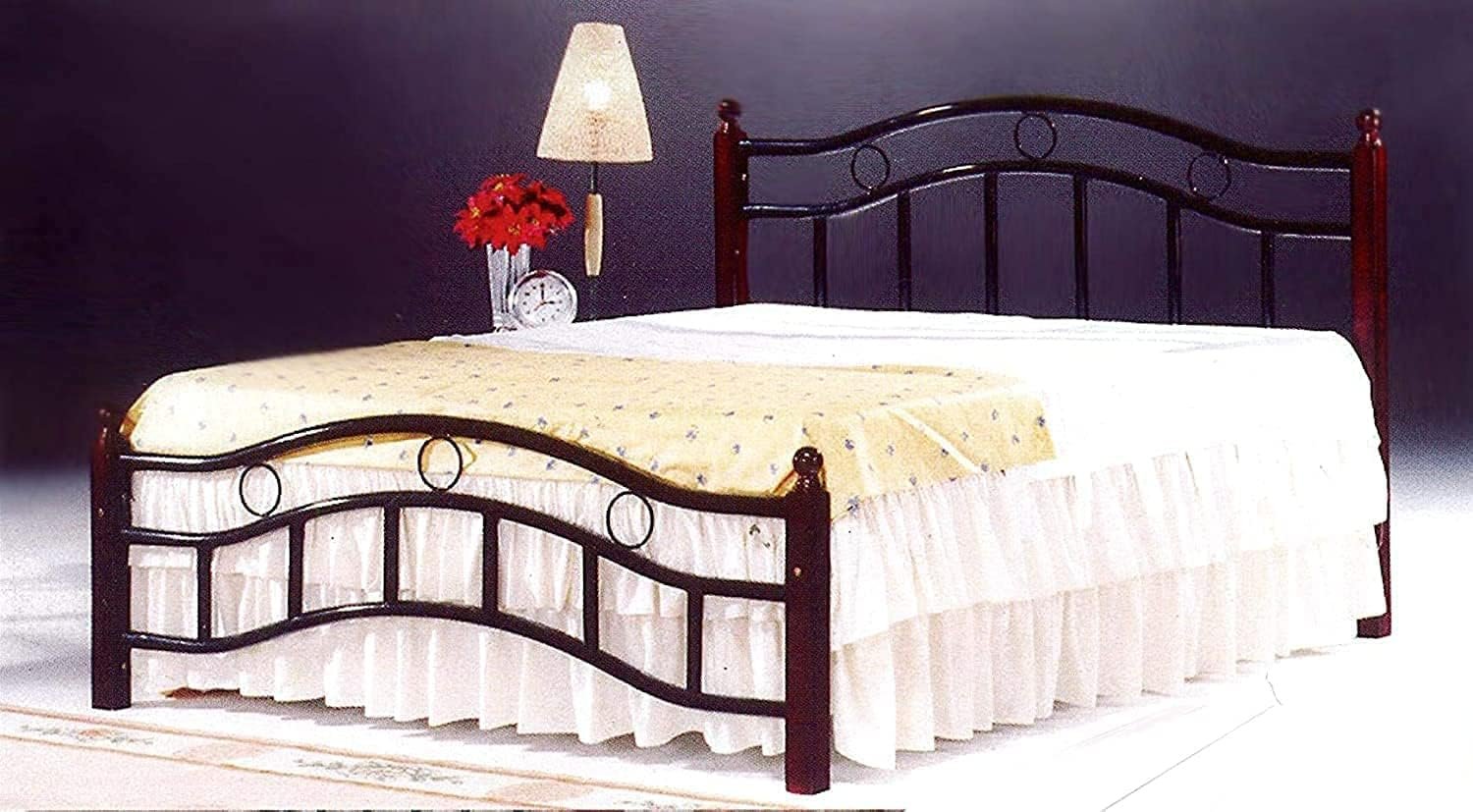 Galaxy Design Wooden & Steel Bed Cherry Brown Legs Colour Queen Size ( L x W x H ) 190 x 150 x 70 cm Model - GDF-6888.