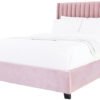 Karnak Arabell Wingback Tufted Upholstered Bed Frame Bedroom Furniture Strong And Sturdy Comfortable Bed With Free Installation Size (150x200cm, Light Pink)