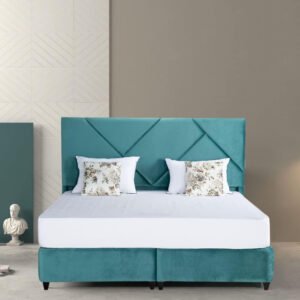 Karnak Galaxy Tufted Upholstered Velvet Platform Bed Modern Design Free Installation (King: 180 x 200cm, Sea Geen)