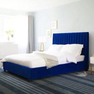 Karnak Arabell Wingback Tufted Upholstered Bed Frame Bedroom Furniture Strong And Sturdy Comfortable Bed With Free Installation Size (120x200cm, Royal Blue)