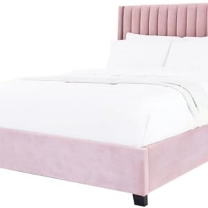 Karnak Arabell Wingback Tufted Upholstered Bed Frame Bedroom Furniture Strong And Sturdy Comfortable Bed With Free Installation Size (120x200cm, Light Pink)