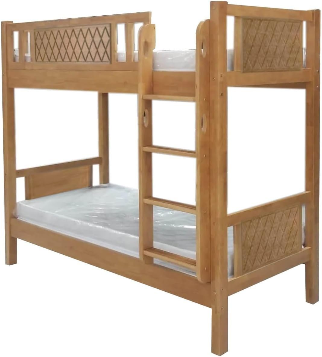 Karnak Heavy Duty Wooden Bunk Bed With Ladder for Kids, Teens, Bedroom, Guest Room Furniture, Solid Wooden Bedframe, Full-Length Guardrail Color (Oak) - Image 3