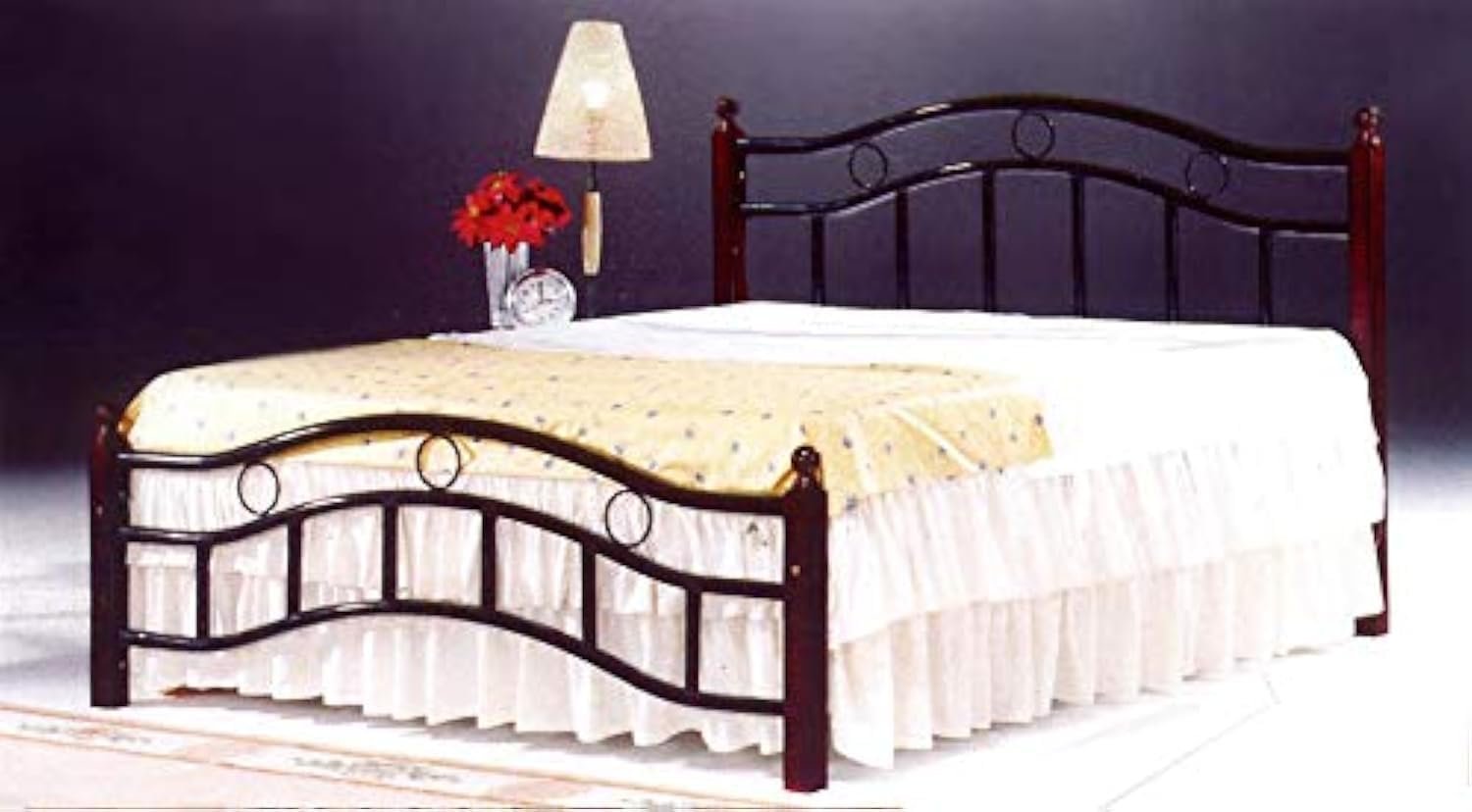 Galaxy Design Wood & Steel Bed With Wooden Legs Cherry Brown- King Size ( L x W x H ) 190 x 180 x 70 cm Model - GDF-6888.