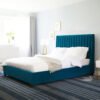 Karnak Arabell Wingback Tufted Upholstered Bed Frame Bedroom Furniture Strong And Sturdy Comfortable Bed With Free Installation Size (90x200cm, Blue Sapphire)