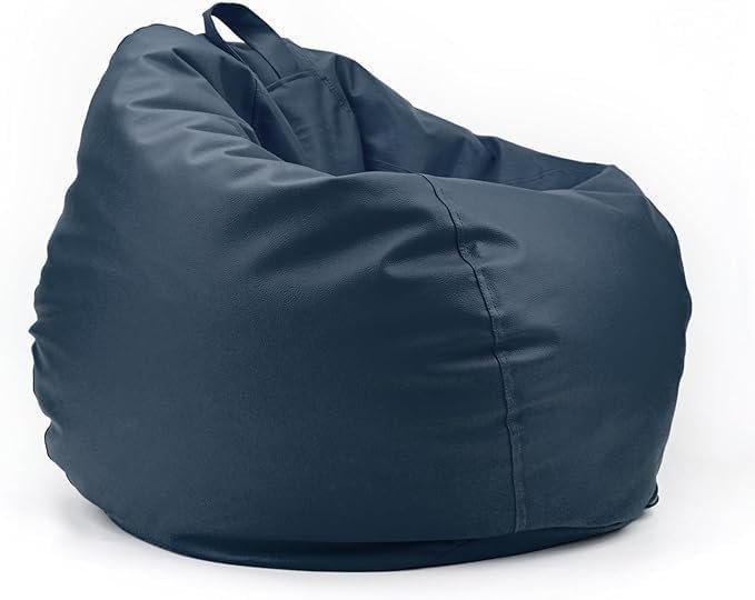 Luxury Luxe Round Faux Leather Bean Bag Chair | Ultra-Comfort Polystyrene Beads, Lightweight & Durable Design | Trendy Solid Colors, Multiple Sizes (Brown, Large) - Image 4