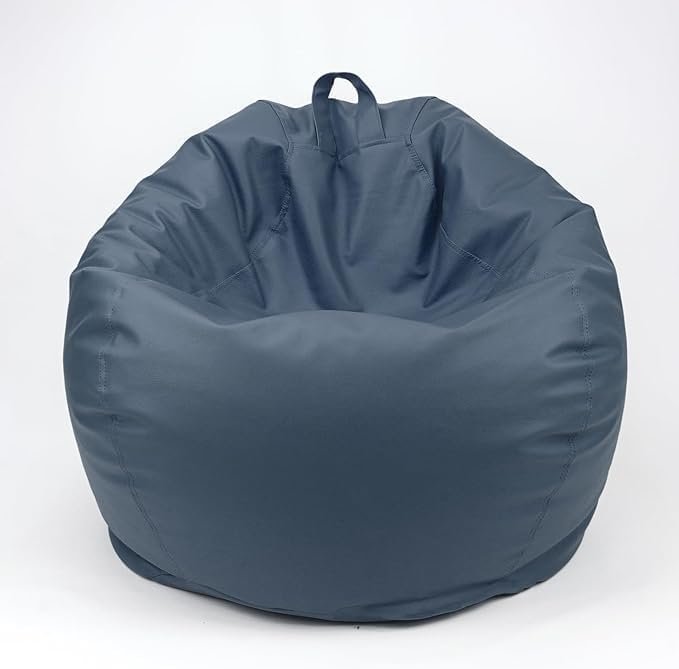 Luxury Luxe Round Faux Leather Bean Bag Chair | Ultra-Comfort Polystyrene Beads, Lightweight & Durable Design | Trendy Solid Colors, Multiple Sizes (Brown, Large) - Image 5