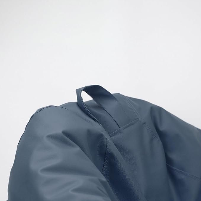 Luxury Luxe Round Faux Leather Bean Bag Chair | Ultra-Comfort Polystyrene Beads, Lightweight & Durable Design | Trendy Solid Colors, Multiple Sizes (Brown, Large) - Image 6