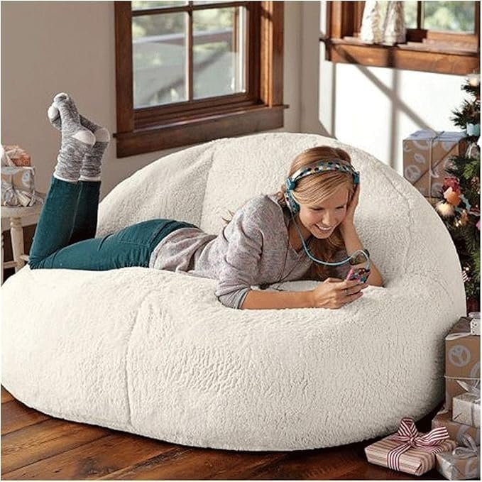 Luxury Luxe Big Lamb Velvet Bean Bag Sofa Bed | Plush Convertible Lounge Chair for Indoor-Outdoor | Cloud-Like Comfort, Adult & Kids Cozy Corner (Unfilled, Large (80D x 135W x 80H cm)) - Image 4