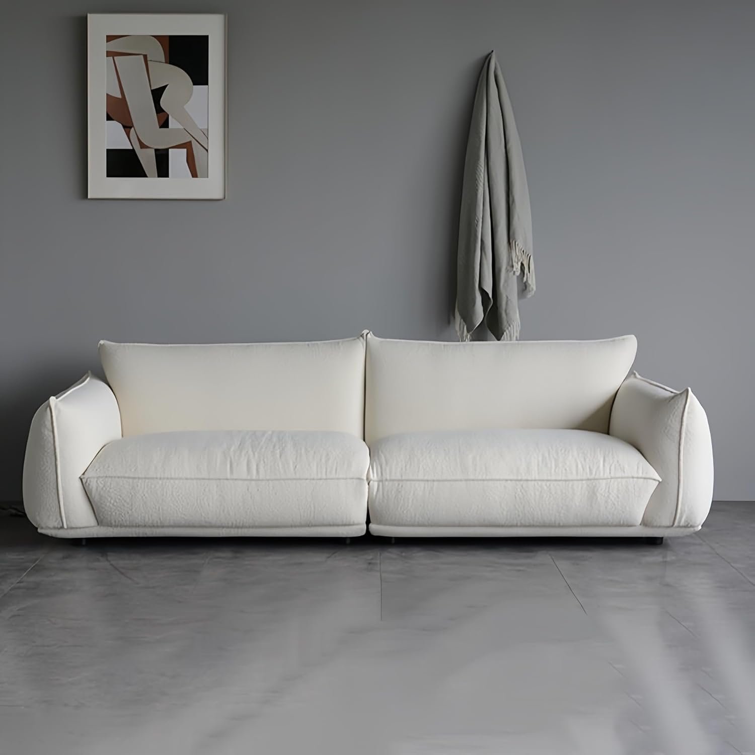 Luxury Luxe Cloud Sofa Set: Modern Beige Fabric Sectional Sofa for Living Room - Single/Double/Three Seats | Eco-Friendly Plush Comfort (SIngle Seater: 106D x 115W x 79H cm)