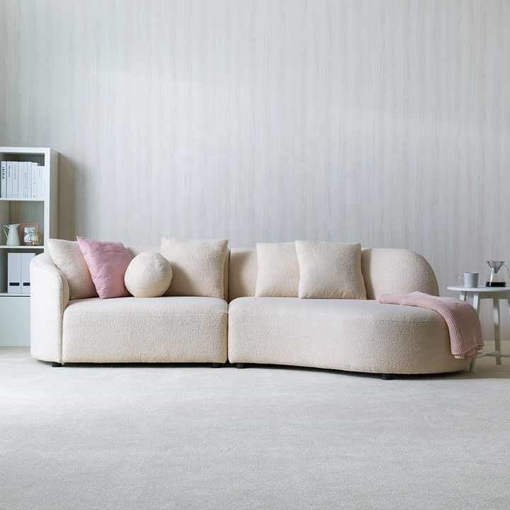 Luxury Luxe 3 Seater Modern Beige Fabric Modular Curved Sofa Set – Customizable Sectional Sofa for Living Room, Bedroom, Office | Durable Lounge Furniture