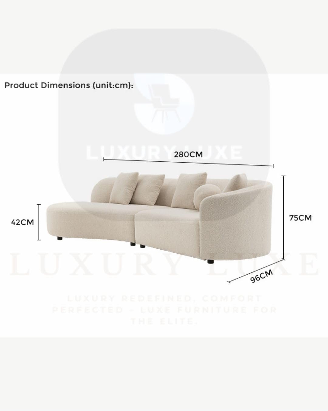 Luxury Luxe 3 Seater Modern Beige Fabric Modular Curved Sofa Set – Customizable Sectional Sofa for Living Room, Bedroom, Office | Durable Lounge Furniture - Image 2
