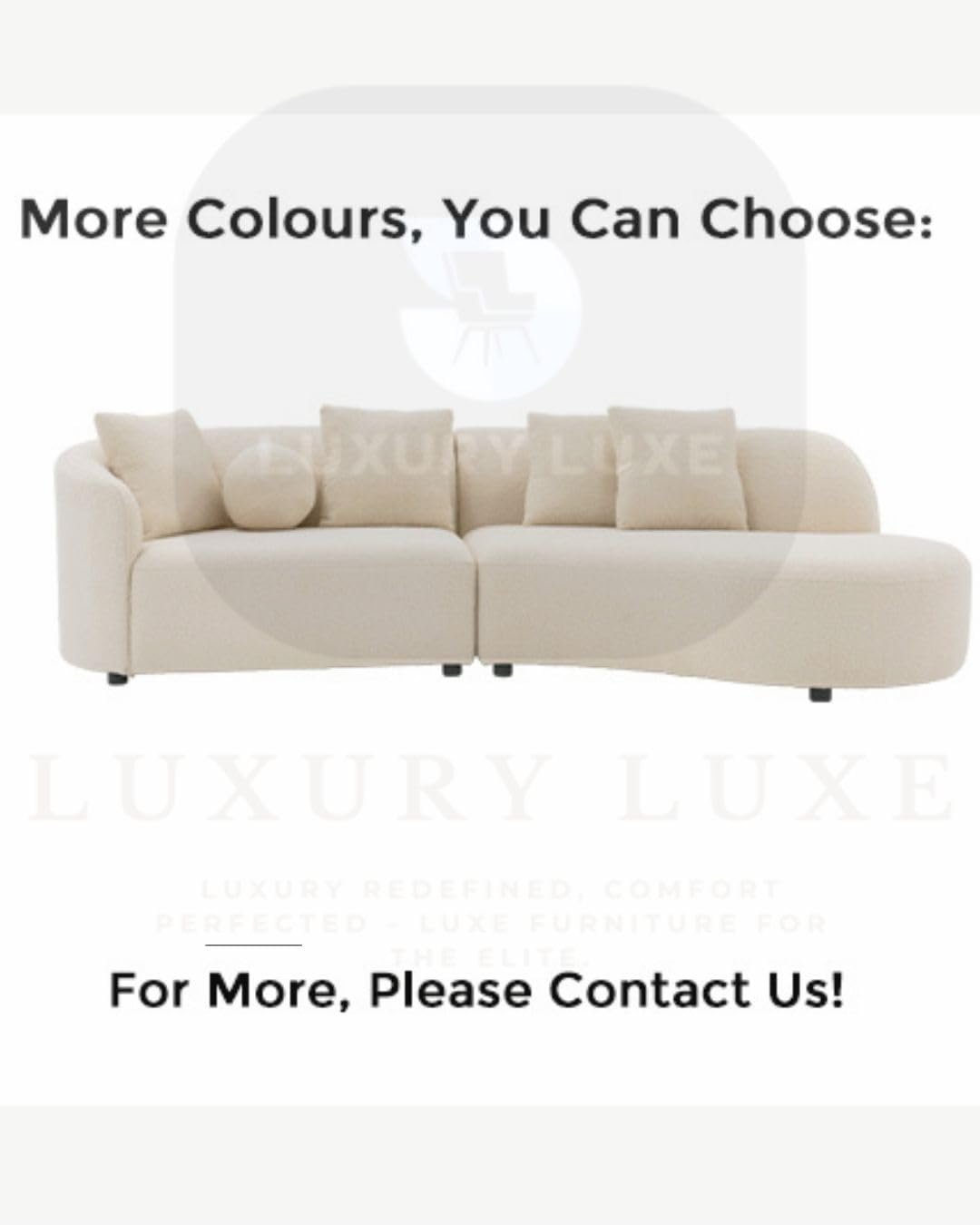 Luxury Luxe 3 Seater Modern Beige Fabric Modular Curved Sofa Set – Customizable Sectional Sofa for Living Room, Bedroom, Office | Durable Lounge Furniture - Image 3