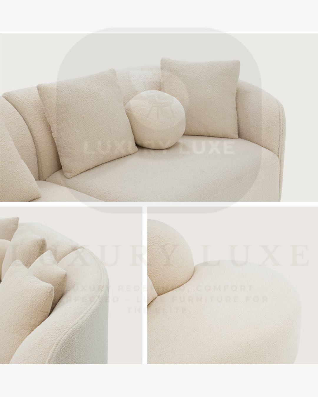 Luxury Luxe 3 Seater Modern Beige Fabric Modular Curved Sofa Set – Customizable Sectional Sofa for Living Room, Bedroom, Office | Durable Lounge Furniture - Image 4