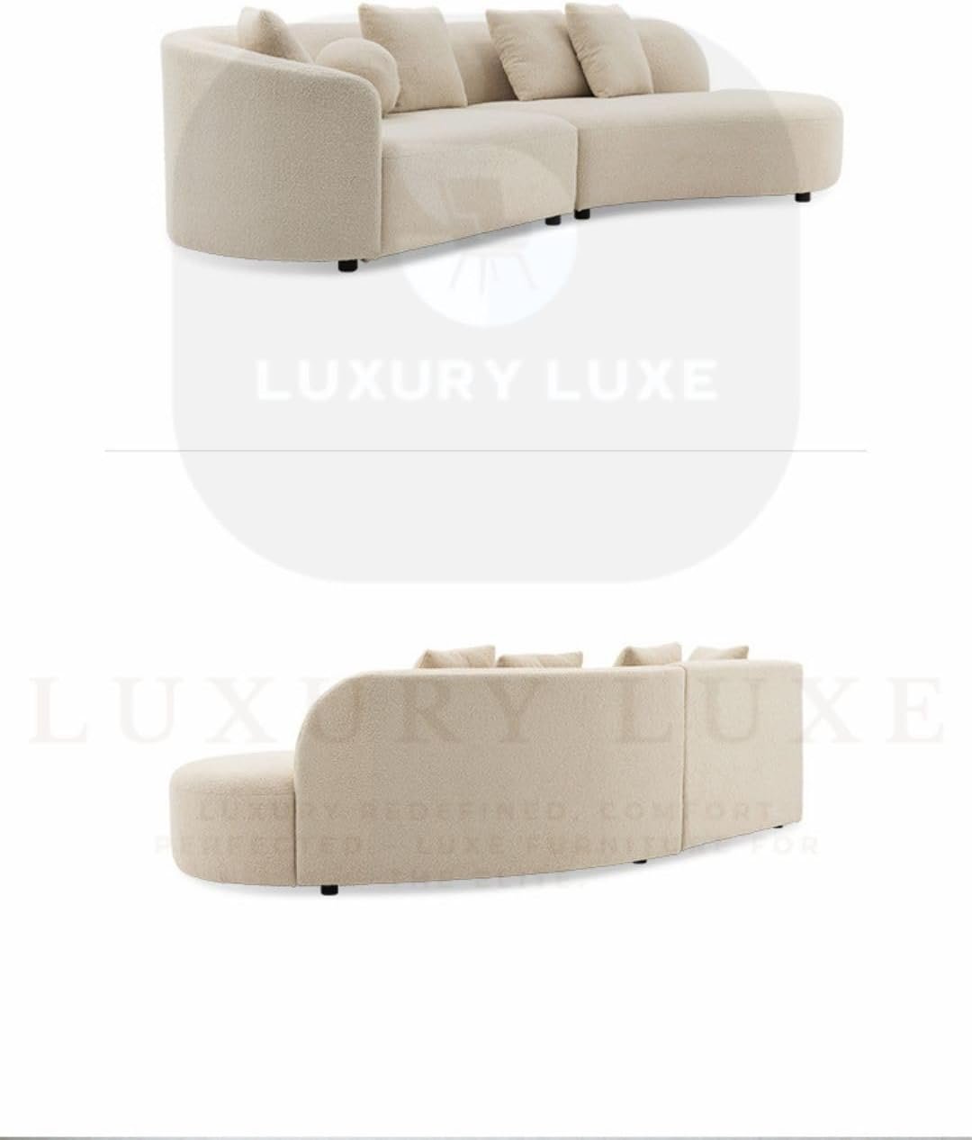 Luxury Luxe 3 Seater Modern Beige Fabric Modular Curved Sofa Set – Customizable Sectional Sofa for Living Room, Bedroom, Office | Durable Lounge Furniture - Image 6