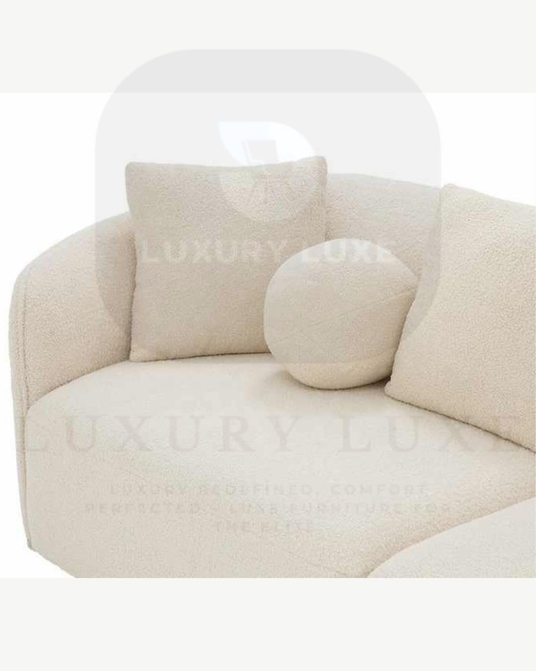 Luxury Luxe 3 Seater Modern Beige Fabric Modular Curved Sofa Set – Customizable Sectional Sofa for Living Room, Bedroom, Office | Durable Lounge Furniture - Image 9