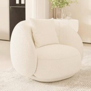 Luxury Luxe Overstuffed Fleece Fabric Arc Sofa Set - Plush Sectional Couch for Living Room, Office, Home - Beige/White - 1/2/3/4-Seater (90cm, 170cm, 200cm, 230cm) (Beige, Single-seater 90cm)