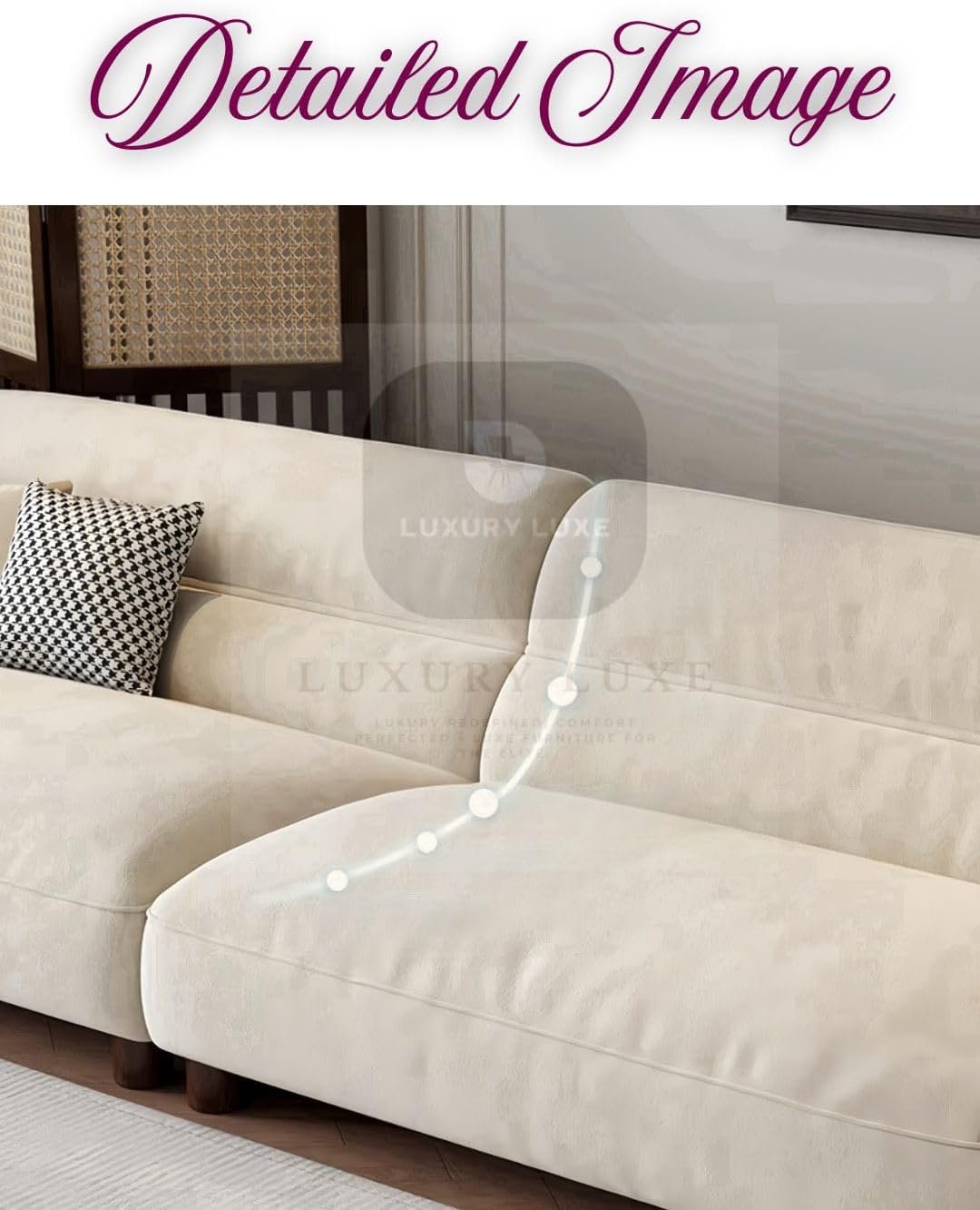 Luxury Luxe Cloud Sofa Set | Light Luxury Fabric + Eco-Friendly Design |Single-Four Seater in Off-White| Ergonomic Modern Living Room Essential (3+1+1 Seater Sofa Set) - Image 6