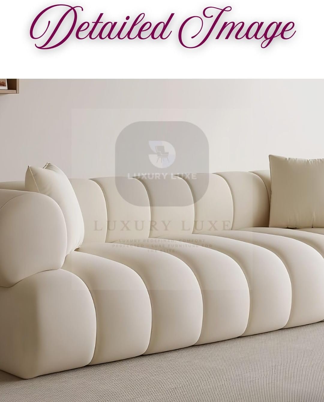 Luxury Luxe Velvet Cloud Sofa Chair Set – Overstuffed Multifunctional Ergonomic Design, Eco-Friendly Durable Plush Cushions, Cream Color for Living Room & Office (3+2 Sofa Set) - Image 3