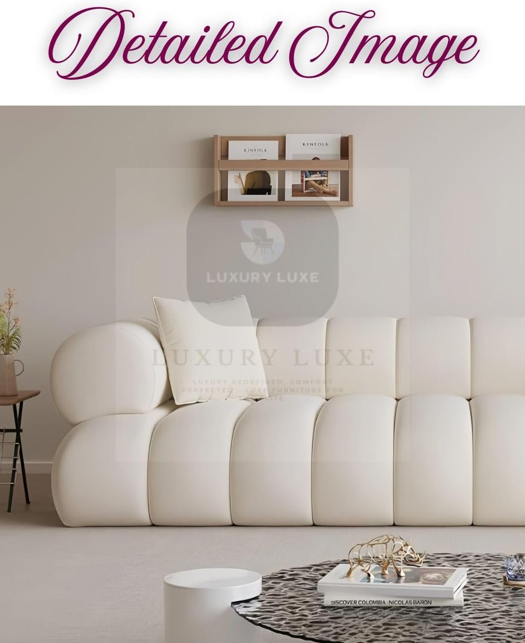 Luxury Luxe Velvet Cloud Sofa Chair Set – Overstuffed Multifunctional Ergonomic Design, Eco-Friendly Durable Plush Cushions, Cream Color for Living Room & Office (3+2 Sofa Set) - Image 8